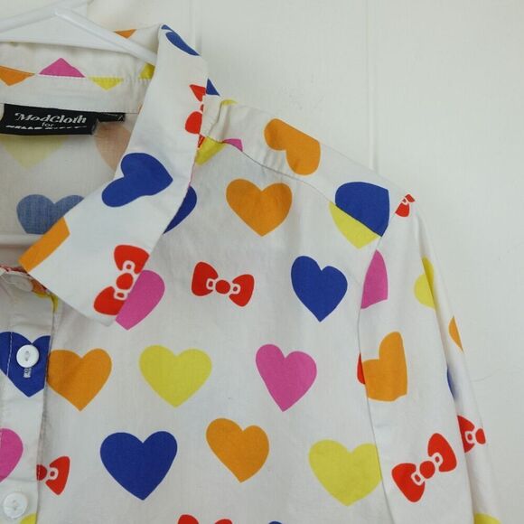 ModCloth for Hello Kitty Hearts and Bows Button Up Top X-Large - Picture 4 of 13